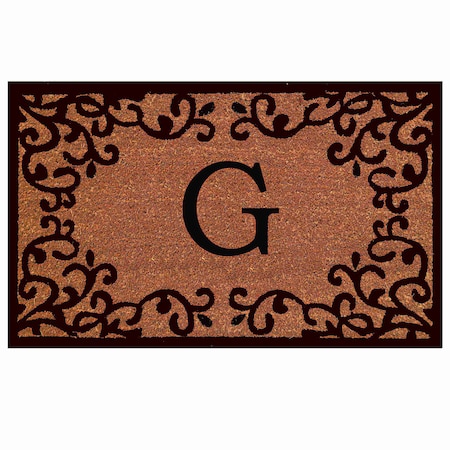 Monogram Door Mat, Natural, Black, 24 in W x 36 in L